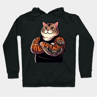 Chubby Tabby Cat with Cat Tattoo Hoodie